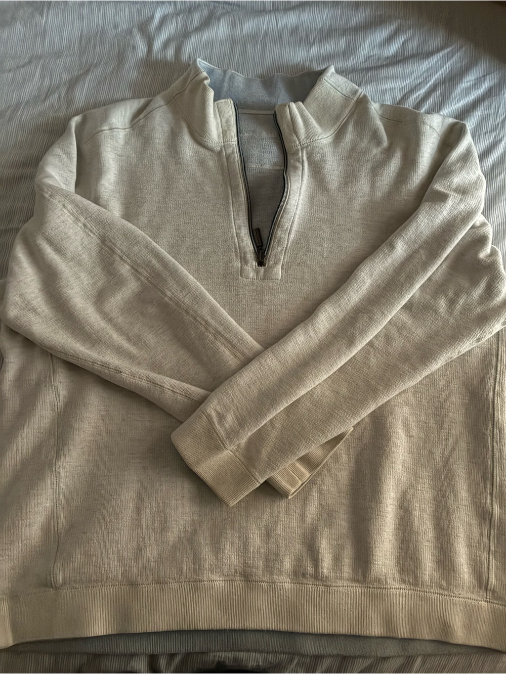 Tommy Bahama Reversible Quarter-Zip  Pullover - White & Sky Blue